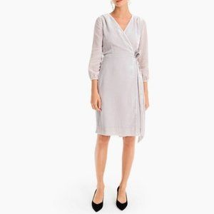 J. Crew Drapey Velvet Oyster Silver Wrap Dress